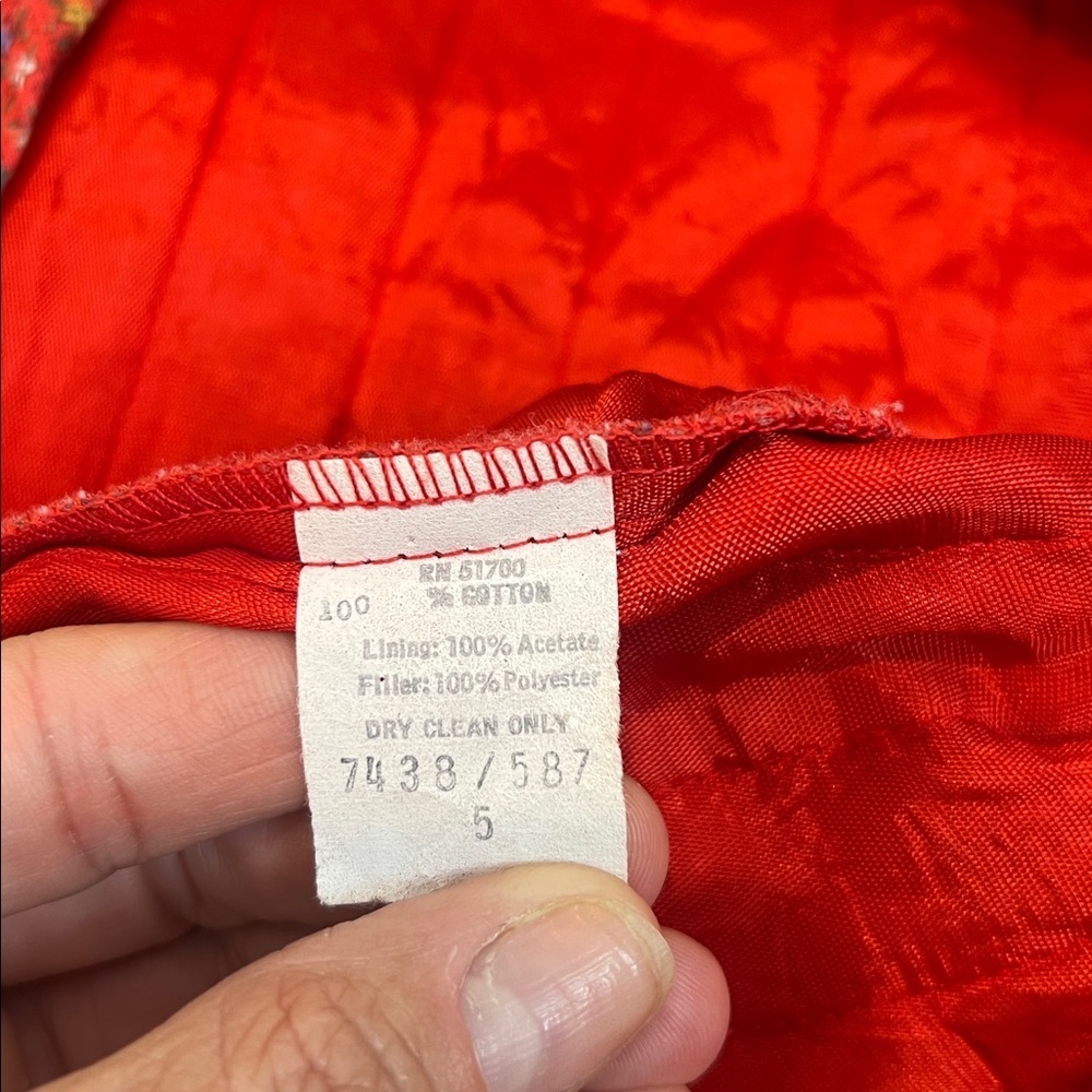 Vintage Cleveland Street Red Floral 1970s Embroidered Women's Jacket size 5. - Picture 8 of 11